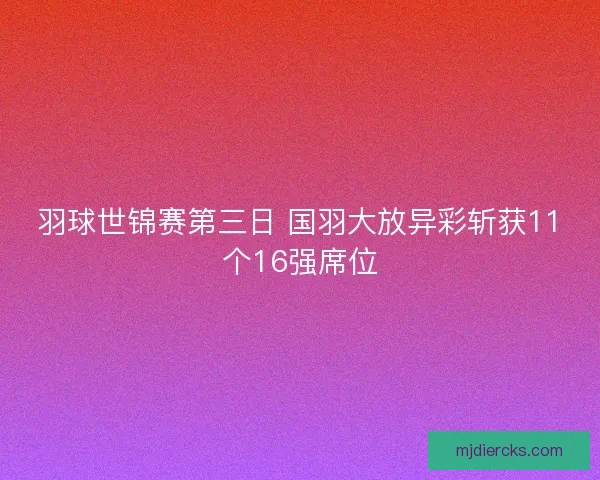 羽球世锦赛第三日 国羽大放异彩斩获11个16强席位